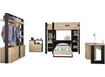 Jugendzimmer-Set GAMI Duplex, schwarz (kastanie natur, schwarz), Schlafzimmermöbel-Sets