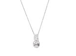 Kette Mit AnhäNger Zeeme "925/- Sterling Silber Rhodiniert Zirkonia", Weiß, Halsketten, Damen, 45Cm, Silber 925 (Sterlingsilber), L: 45 B: 7Mm, GläNzend, B:7Mm