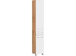 Hochschrank Welltime "Soria", Weiß (Eichefarben, Weiß), B:30Cm H:185Cm T:35Cm, SchräNke, Bad-Hochschrank Hochschrank