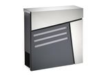 Cassetta Postale Di Design Wiltec V25 Antracite E Acciaio Inox 370 X 105 X 370 Mm, Cassetta Postale A Muro Con Serratura, Finestre Di Visualizzazione E Rotolo Di Giornale, Cassetta Postale In Acciaio Verniciato A Polvere