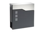 Cassetta Postale Di Design Wiltec V20 Antracite E Acciaio Inox 370 X 105 X 370 Mm, Cassetta Postale A Muro Con Serratura, Finestre Di Visualizzazione E Rotolo Di Giornale, Cassetta Postale In Acciaio Verniciato A Polvere