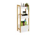 Relaxdays Mensola Da Bagno 3 Cestini Mensola In Piedi In Bambù Mdf 74,5 X 28 X 20 Cm Homeorganisation
