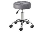 Homcom Sedia Da Salone Con Ruote Sgabello Roll Regolabile In Altezza Girevole Sgabello Da Salone Velluto Touch Schiuma Base Cromata Grigio 35 X 35 X 49-61 Cm