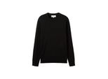 Tom Tailor Denim Herren Basic Strickpullover Aus Baumwolle, Schwarz, Uni, Gr. S