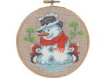 Stickbild "Pinguin & Schneemann", Ø 13 Cm