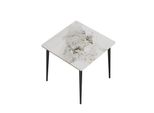 Tavolo Da Pranzo, Design Quadrato, Piano In Marmo, Gambe In Metallo, Bianco E Smeraldo