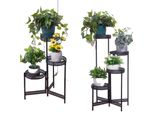 Supporto Per Piante, Struttura In Metallo, Design Pieghevole, Nero, 4 Livelli