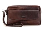 Spikes & Sparrow Pelle Borsa Da Toilette Bronco Toiletry Bag Dark Brown Marrone Scuro