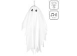 Fantasma Animato Decorazione Figura Halloween Bianco-Nero 48 Cm - Taglia Unica
