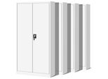 Set Di 4 Schedari C001H Armadio Per Ufficio Armadio In Metallo Armadio In Acciaio Armadio Per Utensili Armadio In Lamiera D'acciaio Verniciato A Polvere Armadio Con Ante A Battente Chiudibile 195 Cm X 90 Cm X 40 Cm (Bianco/Bianco)