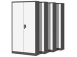 Set Di 4 Schedari C001H Armadio Per Ufficio Armadio In Metallo Armadio In Acciaio Armadio Per Utensili Armadio In Lamiera D'acciaio Verniciato A Polvere Armadio Con Ante A Battente Chiudibile 195 Cm X 90 Cm X 40 Cm (Antracite/Bianco)