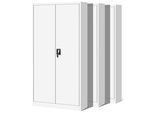 3X Armadio Per Ufficio C001 Armadio Per Archiviazione Armadio Multiuso Armadio In Metallo 4 Ripiani Verniciatura A Polvere 185 Cm X 90 Cm X 40 Cm Bianco
