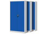 Set Di 3 Schedari C001H Armadio Per Ufficio Armadio In Metallo Armadio In Acciaio Armadio Per Utensili Armadio In Lamiera D'acciaio Verniciato A Polvere Armadio Con Ante A Battente Chiudibile A Chiave 195 Cm X 90 Cm X 40 Cm Colore: Grigio/Blu