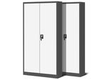 Set Di 2 Schedari C001H Armadio Per Ufficio Armadio In Metallo Armadio In Acciaio Armadio Per Utensili Armadio In Lamiera D'acciaio Verniciato A Polvere Armadio Con Ante A Battente Chiudibile A Chiave 195 Cm X 90 Cm X 40 Cm Colore: Antracite/Bianco
