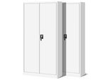 2X Armadio Per Ufficio C001 Armadio Per Archiviazione Armadio Multiuso Armadio In Metallo 4 Ripiani Verniciatura A Polvere 185 Cm X 90 Cm X 40 Cm Bianco