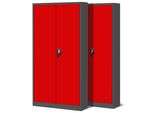 Set Di 2 Schedari C001H Armadio Per Ufficio Armadio In Metallo Armadio In Acciaio Armadio Per Utensili Armadio In Lamiera D'acciaio Verniciato A Polvere Armadio Con Ante A Battente Chiudibile A Chiave 195 Cm X 90 Cm X 40 Cm Colore: Antracite/Rosso