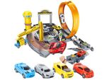 Parco Auto Malplay Per Bambini Con 4 Macchinine E Pista Da Corsa Con Looptrack