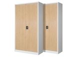 Set Di 2 Schedari C001 Armadio In Metallo Armadio In Acciaio Armadio Per Utensili Armadio Per Ufficio Armadio Per Archiviazione Armadio Universale Ante A Battente Verniciate A Polvere 185 Cm X 90 Cm X 40 Cm (Bianco/Effetto Legno)