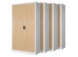 Set Di 4 Schedari C001 Armadio In Metallo Armadio In Acciaio Armadio Per Utensili Armadio Per Ufficio Armadio Per Archiviazione Armadio Universale Verniciatura A Polvere Ante A Battente 185 Cm X 90 Cm X 40 Cm Colore: Bianco/Look Legno