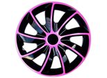 Nrm Quad Copricerchi Bicolore Per Cerchi In Acciaio Set Di 4 Coprimozzi Bicolore Nero/Rosa Per Auto, 15""