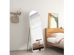 Emke Specchio A Stelo 160X60Cm Specchio A Figura Intera Bianco Cornice In Alluminio Specchio Specchio Curvo Per Vestirsi Con Pellicola Antideflagrante