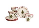 Maestro Natale 8 Pezzi Set Caffè In Ceramica 4 Pers. Piatto Tazza Caffè Natale