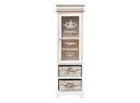 Rebecca Mobili Scaffale Con 2 Cassetti In Legno E Vimini, Bianco