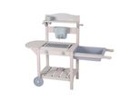 Roba Cucina Da Gioco Mobile Bbq Per Bambini In Legno - Cucina Da Gioco Con Rotelle E Vasca - Utilizzabile All'interno E All'esterno - Dai 18 Mesi - Grigio