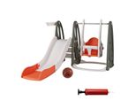 Altalena Pieghevole Per Bambini Con Scivolo, 4 In 1, Altalena E Scivolo, Canestro E Scala, Incl. Palla E Pompa, Parco Giochi Per Bambini All'interno E All'esterno, Per Bambini A Partire Dai 18 Mesi Di Età