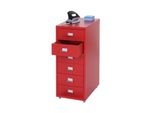 Rollcontainer Preston T851, Schubladenschrank Stahlschrank, 69X28X41Cm 6 Schubladen ~ Rot