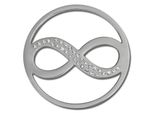 Amello Coins Argento Bianco 30 Mm Zirconi In Acciaio Inox Moneta Infinita Da Donna ESC511J