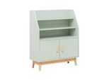 Rebecca Mobili Libreria Per Bambini Oroya 100X80X33 Mdf Pino Verde Acqua Marrone