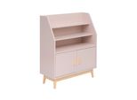 Rebecca Mobili Libreria Per Bambini Bataw 100X80X33 Mdf Pino Rosa Marrone