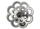 Amello Coins Argento 30 Mm Intarsio In Acciaio Inox Moneta Fiore Anello Signore ESC527J