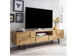 Tv-Board Kommode 160Cm Mdf Eiche Dekor Design Lowboard Mit 2 TüRen & Schublade Fernsehschrank