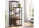 Portabottiglie Da Terra Tribesigns, Portabottiglie A 5 Livelli Con Portabicchieri E Portabottiglie Per Vino, Mobile Bar Industriale Portabottiglie Per Vino