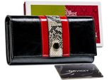 Peterson | Elegante Portafoglio Da Donna, Con Design In Pelle Di Serpente, Pelle Naturale, Nero, 18,5X9,5 Cm