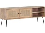 Lowboard Gutmann Factory "Liam", Beige (Natur), B:140Cm H:55Cm T:42Cm, Sideboards, Lowboard, Kommode Mit Rattangeflecht