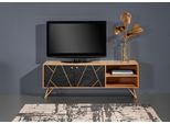 Lowboard Gutmann Factory "Lennon", Schwarz (Natur, Schwarz), B:140Cm H:54Cm T:42Cm, Sideboards, Lowboard, Kommode Mit Echtsteinfurnier Und Messingapplikationen