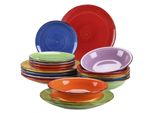 Set Di Stoviglie Vancasso, Ceramica Colorata, Servizio Per 12 Persone, 18 Pezzi Misto Colorato