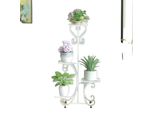 Piantana In Metallo, Ripiano A 4 Livelli, Design Antiruggine , Bianco