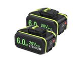 Batteria Di Ricambio Da 20 V, Ioni Di Litio Da 6,0 Ah, Ad Alte Prestazioni, 2 Pezzi Da 6,0 Ah
