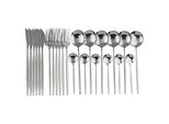 Set Di Posate In Acciaio Inox Da 24 Pezzi, Design Ecologico, Lavabile In Lavastoviglie , 24 Pezzi Argento