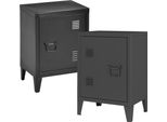 Comodino 'Inari' Set Di 2 Con Maniglia A Destra E A Sinistra In Acciaio 57 X 40 X 30 Cm Nero