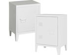 Comodino 'Inari' Set Di 2 Con Maniglia A Destra E A Sinistra In Acciaio 57 X 40 X 30 Cm Bianco