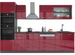 Vicco Cucina Componibile R-Line, 300 Cm Con Armadio Alto, Pl Antracite, Rosso Lucido/Antracite/Antracite
