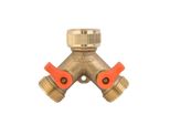 Bradas Collettore In Ottone Per Rubinetto 3/4" Filettatura Femmina, 2 Vie Filettatura Maschio 3/4"" Con Valvole BR-BR-2234"