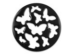 Amello Coins Nero 30 Mm Intarsio Di Monete In Acciaio Inossidabile Farfalla Donna ESC503S