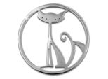Amello Moneta Gioielli Argento 30 Mm Intarsio Acciaio Inox Moneta Gatto Signore ESC531J