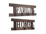 Set Di Appendiabiti Da Parete 2 Pezzi HWC-C60 Home+Family Pannello Appendiabiti, Look Shabby Vintage ~ Marrone, Shabby